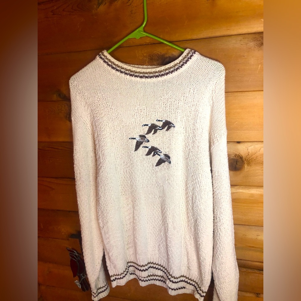 Vintage Shenandoah Flying Ducks Cable Knit Long Sleeve Sweater Sweater Large